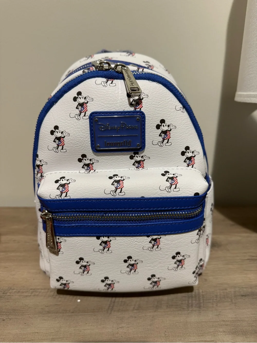 Loungefly White & Blue Mickey Mini Backpack